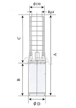 SP60不锈钢多级深井潜水电泵外形尺寸图